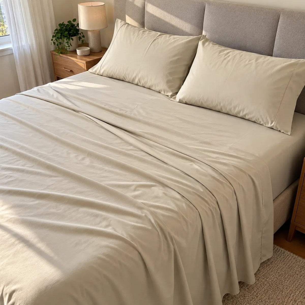 Set Lenzuola Letto 4 Pezzi in Microfibra Spazzolata