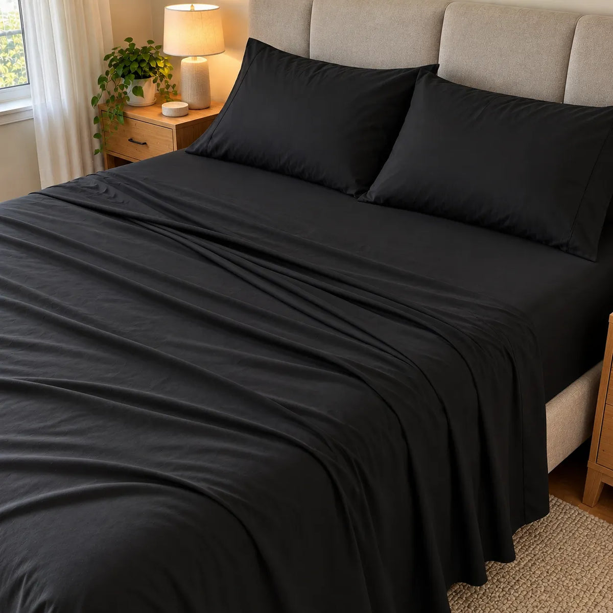 Set Lenzuola Letto 4 Pezzi in Microfibra Spazzolata