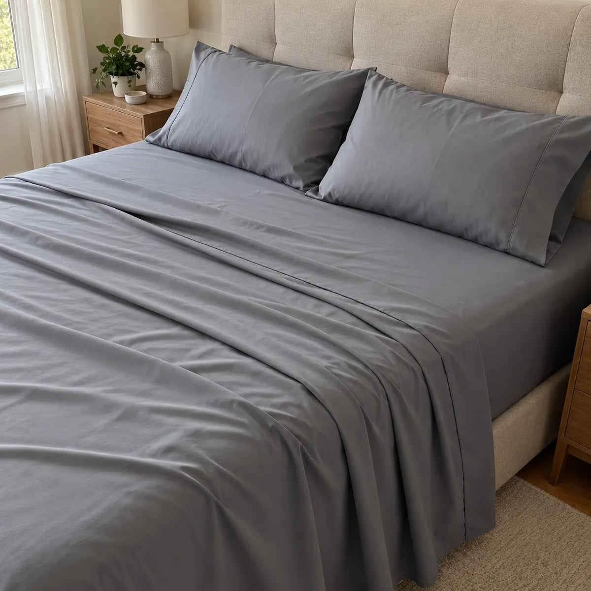 Set Lenzuola Letto 4 Pezzi in Microfibra Spazzolata